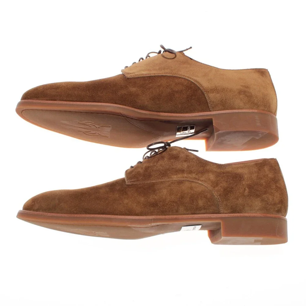 Di Bianco NWD Lace Up Derby Dress Shoes Size 43.5 (US 10.5) in Brown Suede